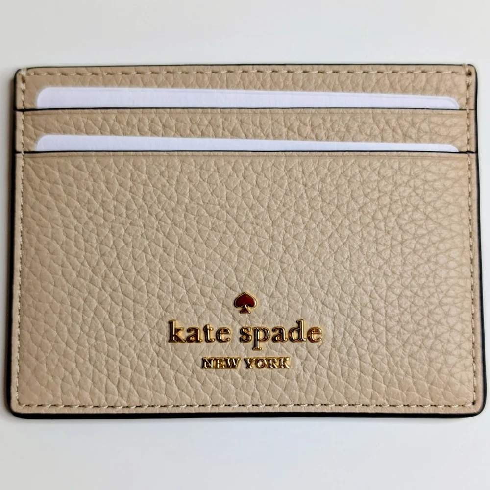 Kate Spade Juliette Slim Cardholder Light Sand Pebbled Leather NWT